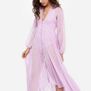 Express x Rocky Barnes Lavender Sheer Kimono Dress + Bodysuit